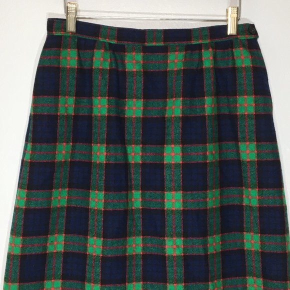 VIntage 50s Pendleton Authentic Fletcher Tartan Skirt; Blue Green Red Plaid Wool - Picture 5 of 10